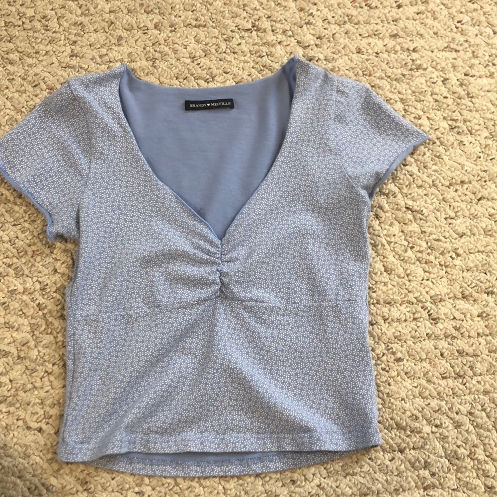 Brandy Melville Blue Floral Gina Top